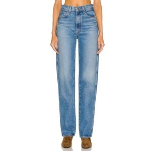 GRLFRND Sara Super High Rise Slim Straight Jeans in Lenox Hill Medium Wash
